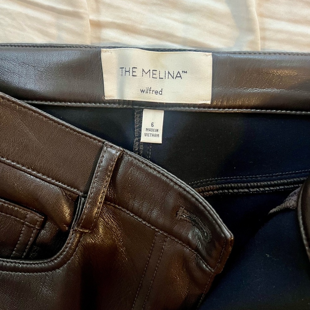 Aritzia Wilfred - The Melina Faux Leather Trousers - Mocha Brown - Size 6